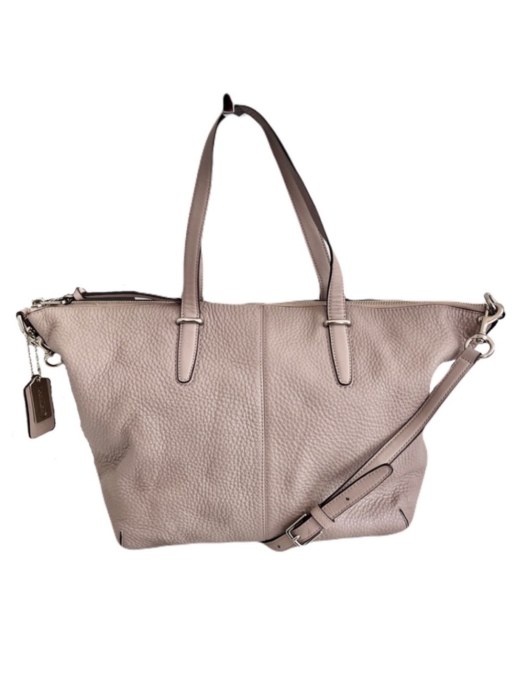 Coach Light Grey ‘Bleeker Cooper’ Pebbled Leather Satchel